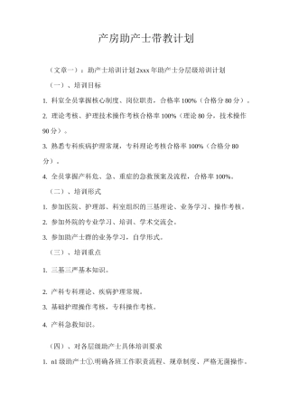 产房助产士带教计划