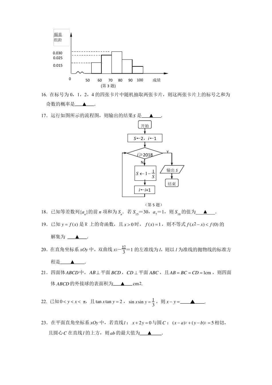 2019年高考数学模拟试卷_第3页