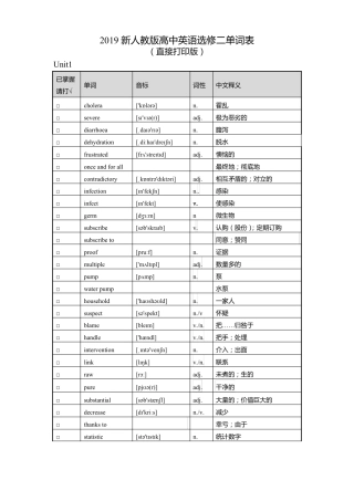 2019新人教版高中英语选择性必修二词汇表