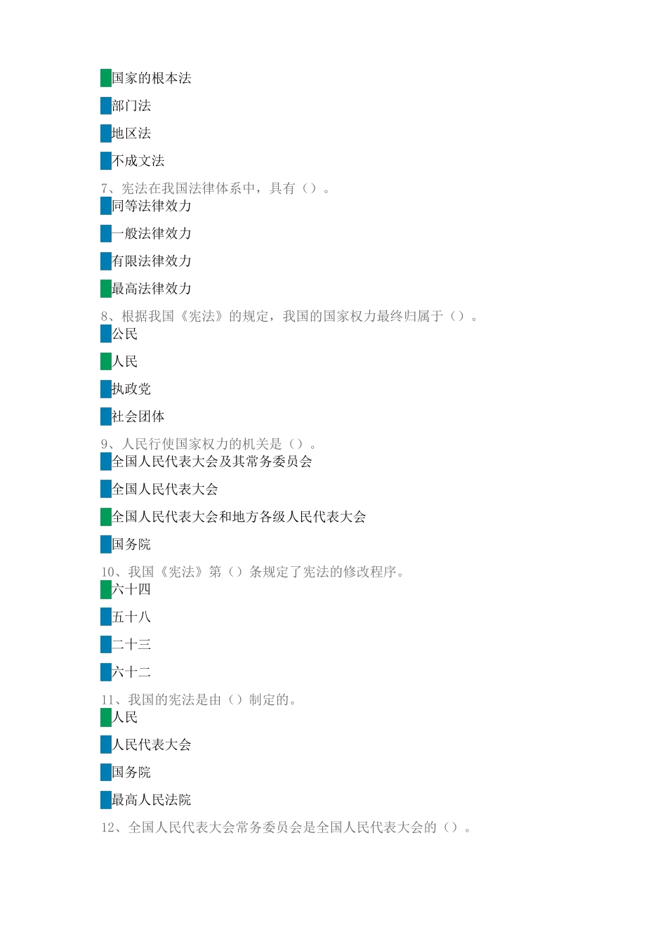 2020宪法小卫士课后练习题库_第2页