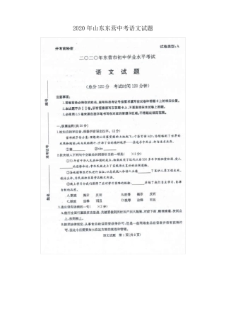 2020年山东东营中考语文试题含答案
