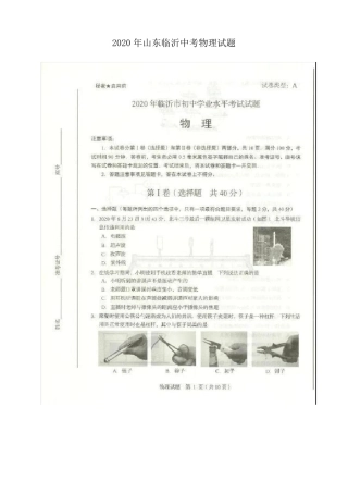 2020年山东临沂中考物理试题含答案