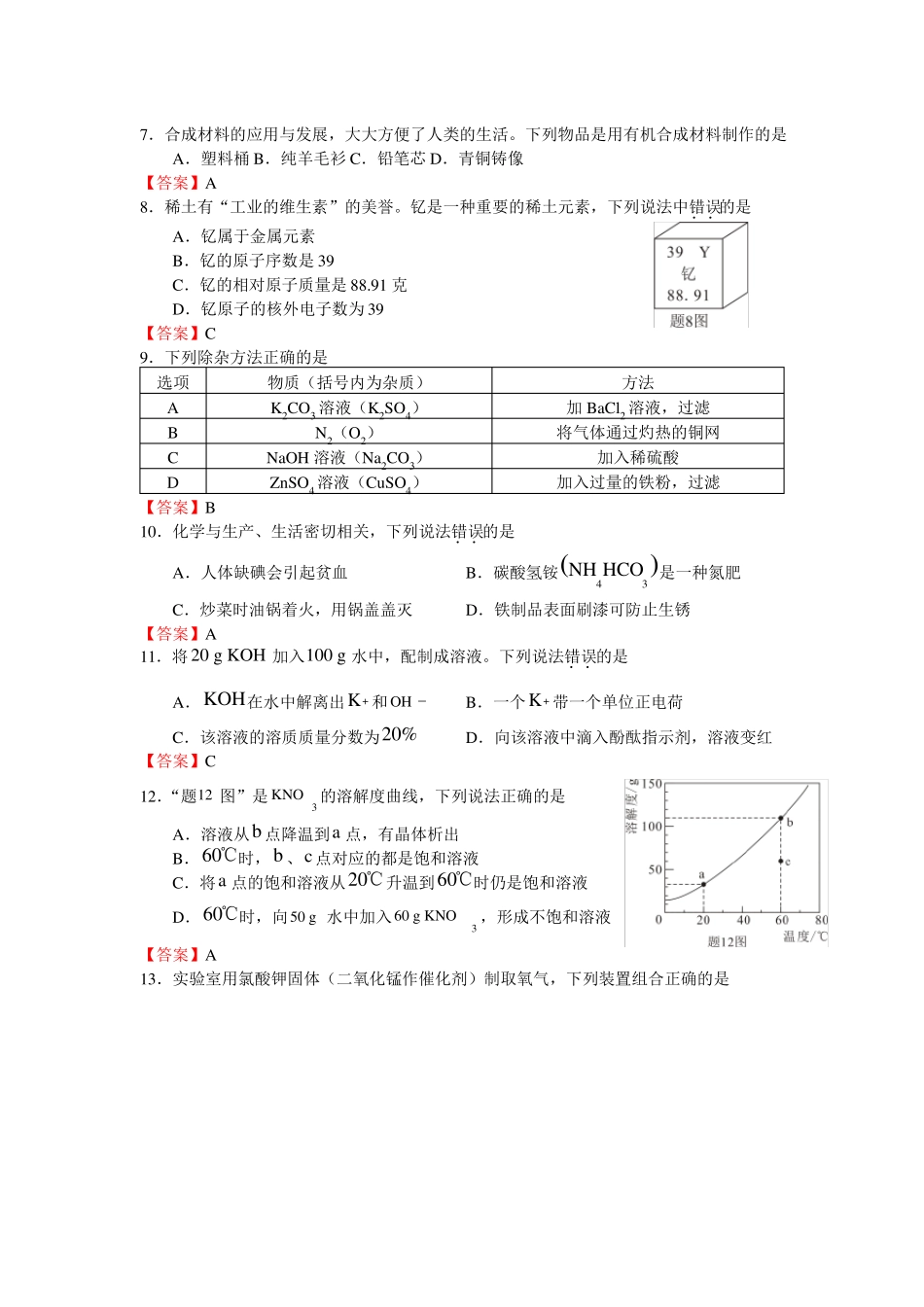 2020年广东初中学业水平考试—化学含答案_第2页