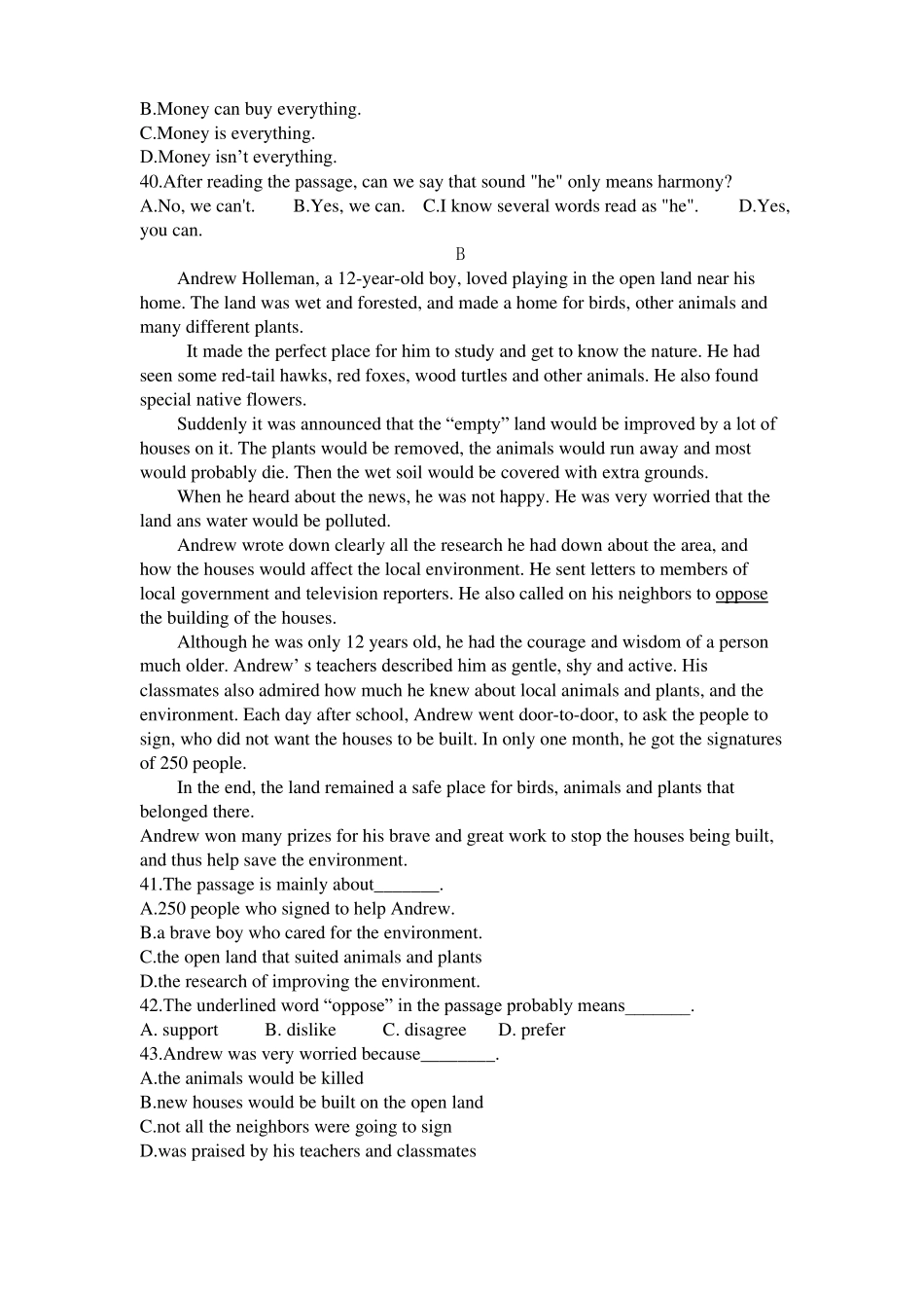 2020年河南中招英语模拟试卷_第3页