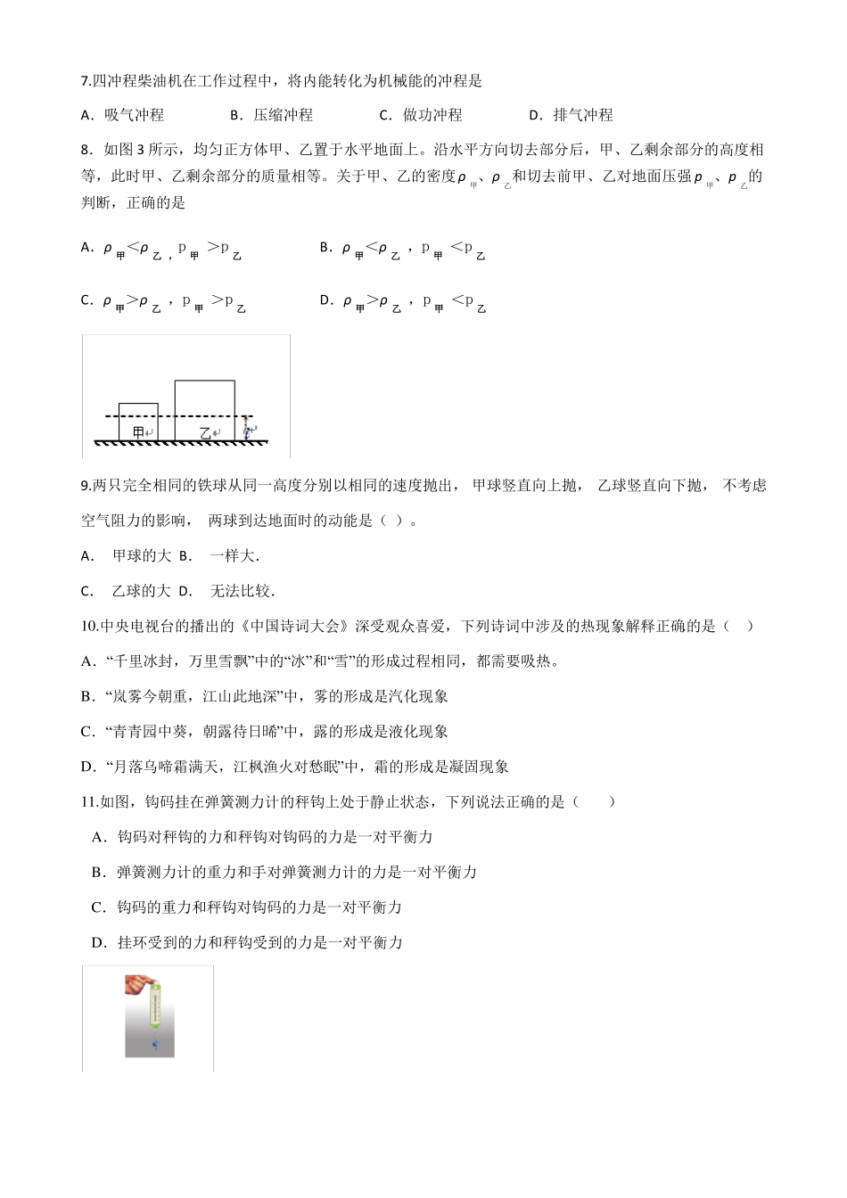 2020年深圳中考物理模拟卷_第2页