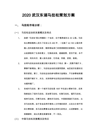 2020武汉东湖马拉松策划方案未完成