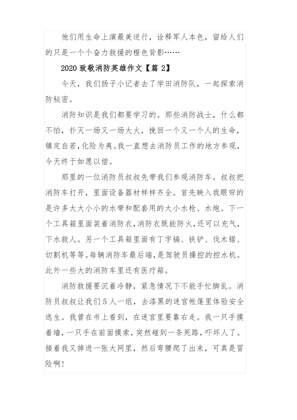 2020致敬消防英雄作文5篇_向消防队员致敬作文5篇_第3页