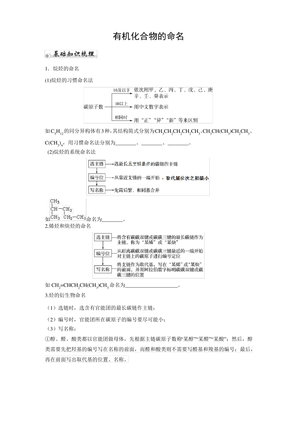 2020高考微专题---有机化合物的命名_第1页