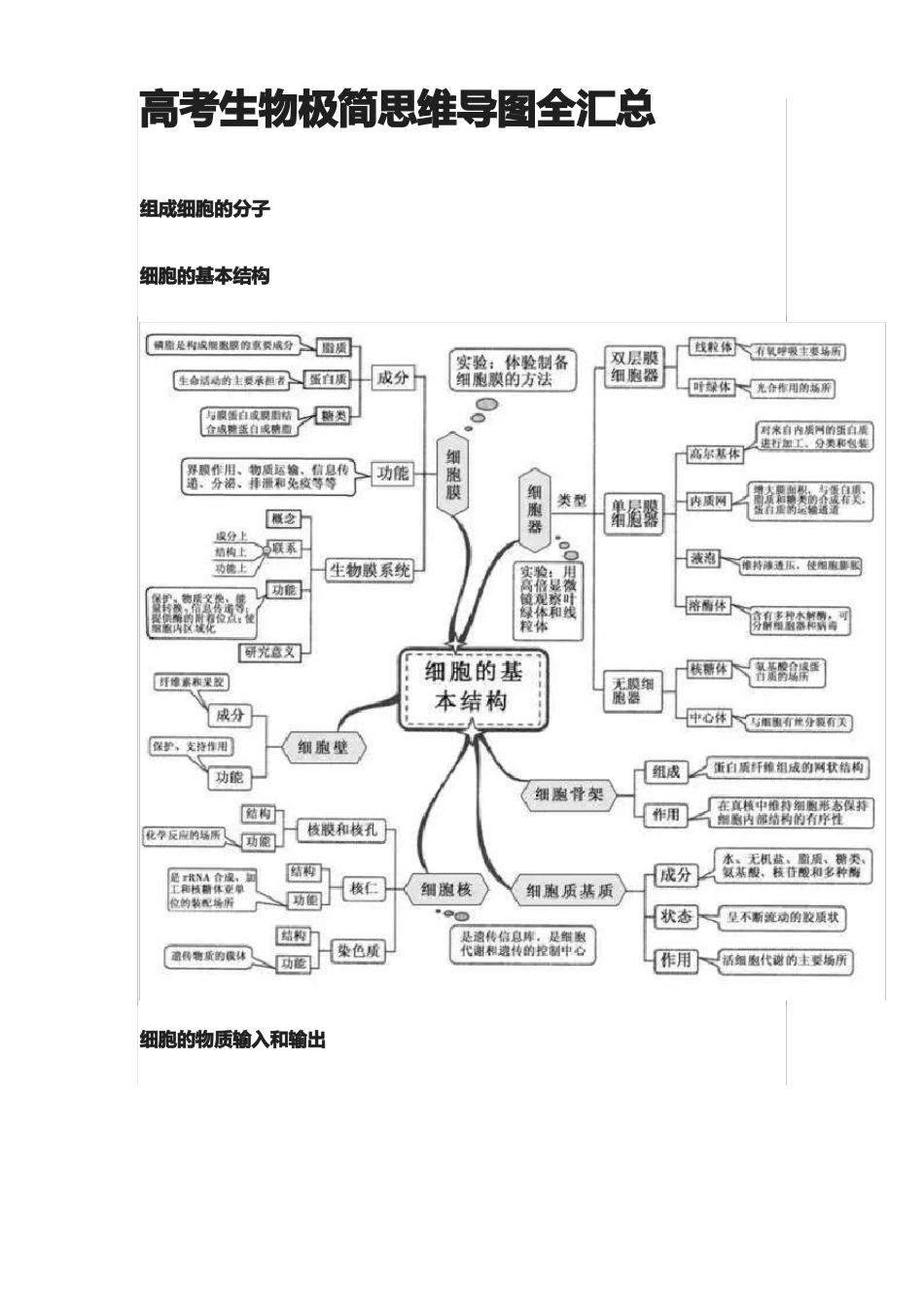2021高考生物极简思维导图全汇总_第1页
