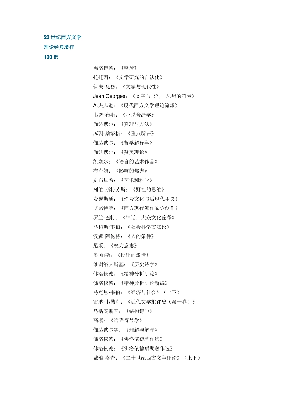 20世纪西方文学理论经典着作100部_第3页