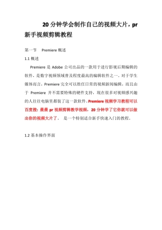 20分钟学会制作自己的视频大片,pr新手视频剪辑教程