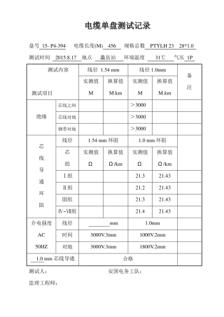 2电缆单盘测试记录