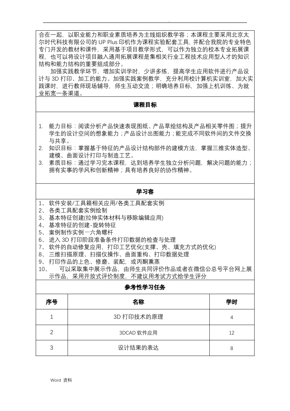 3D打印技术课程标准48课时_第2页
