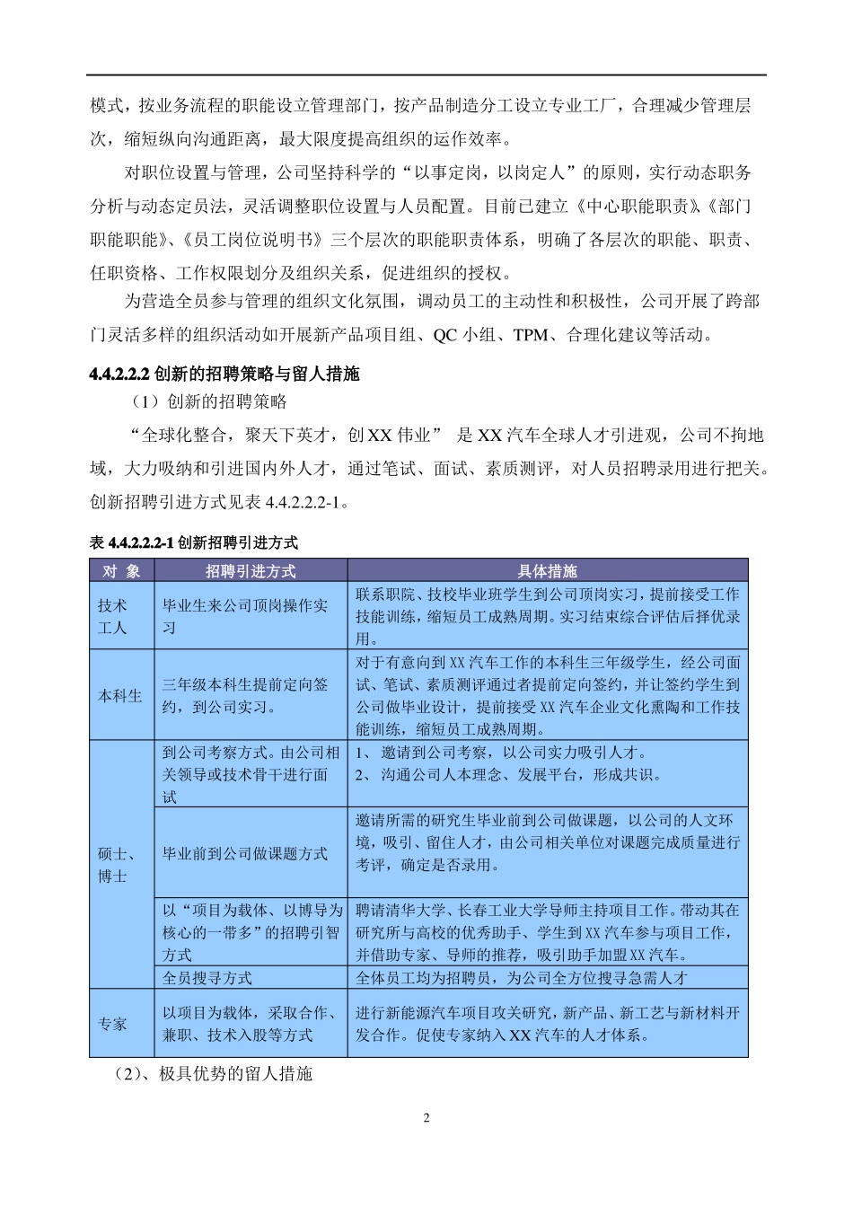 4XX公司卓越绩效自评报告—人力资源_第2页