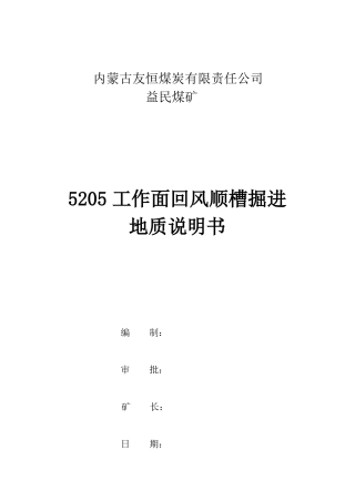 5205煤矿掘进工作面地质说明书