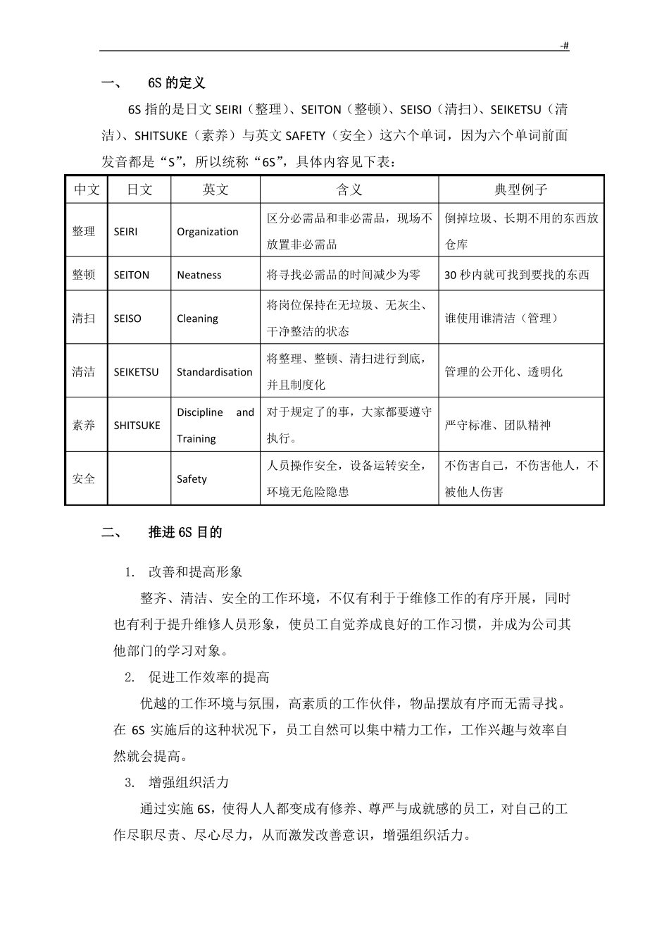 6S管理计划及其推进方案方针加强_第1页