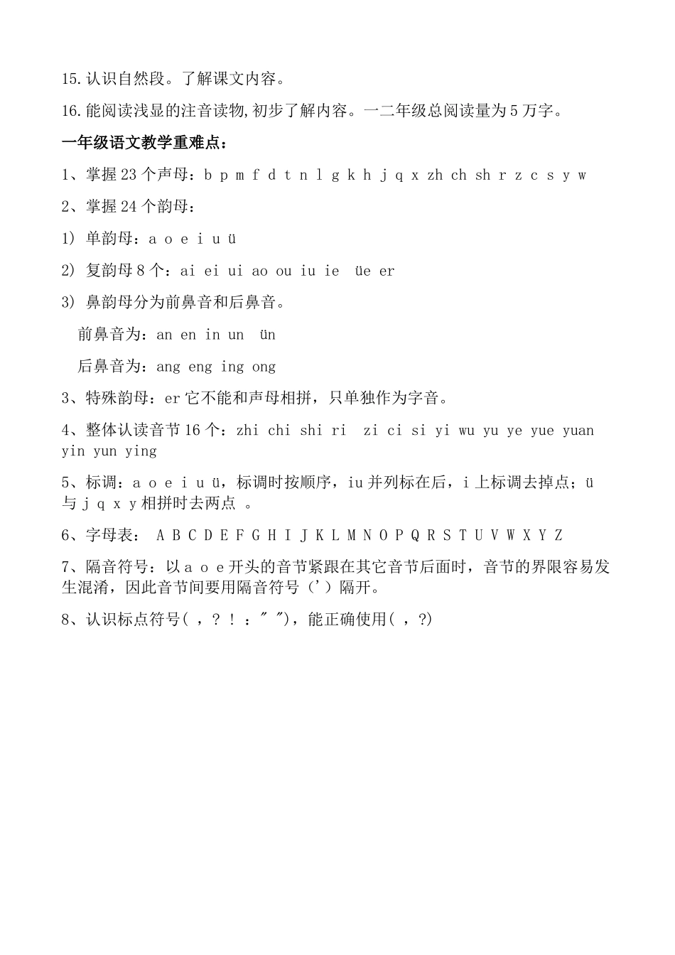 6年级语文教学大纲及重难点_第2页