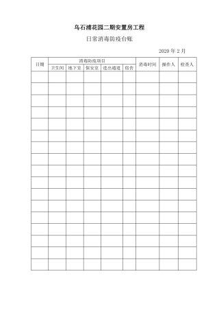 8、日常消毒台账