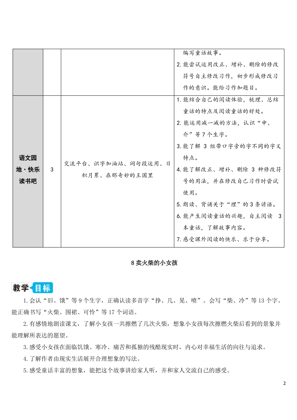 8卖火柴的小女孩【教案】_第2页