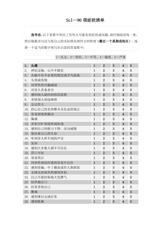 90项症状清单SCL90量表详细说明