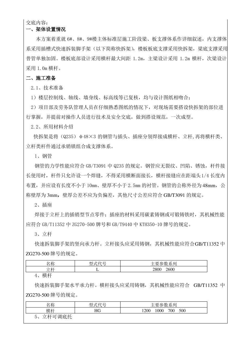 A2地块快拆架施工方案技术交底_第2页