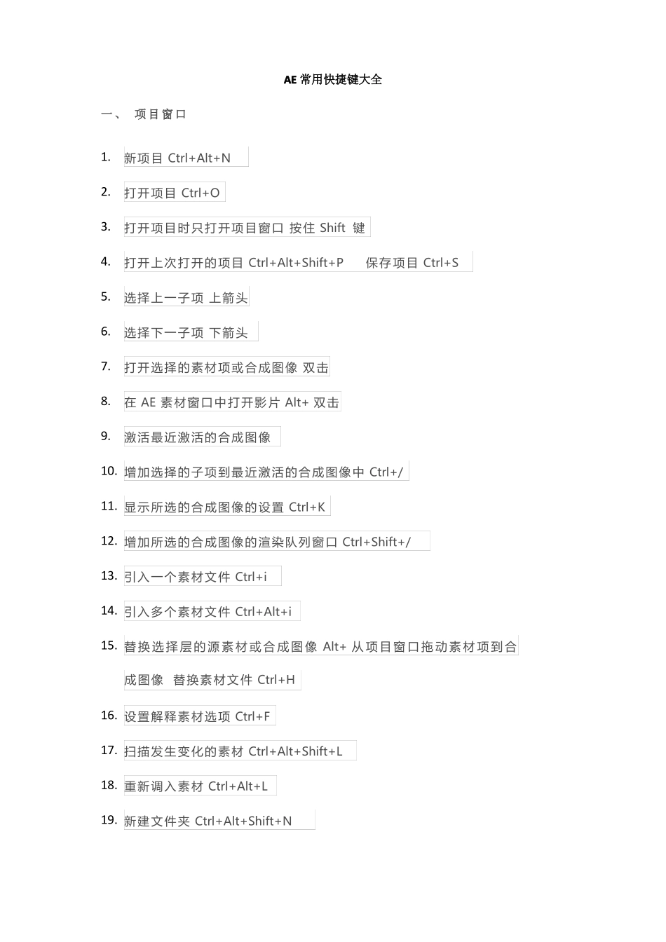 AE常用快捷键大全_第1页