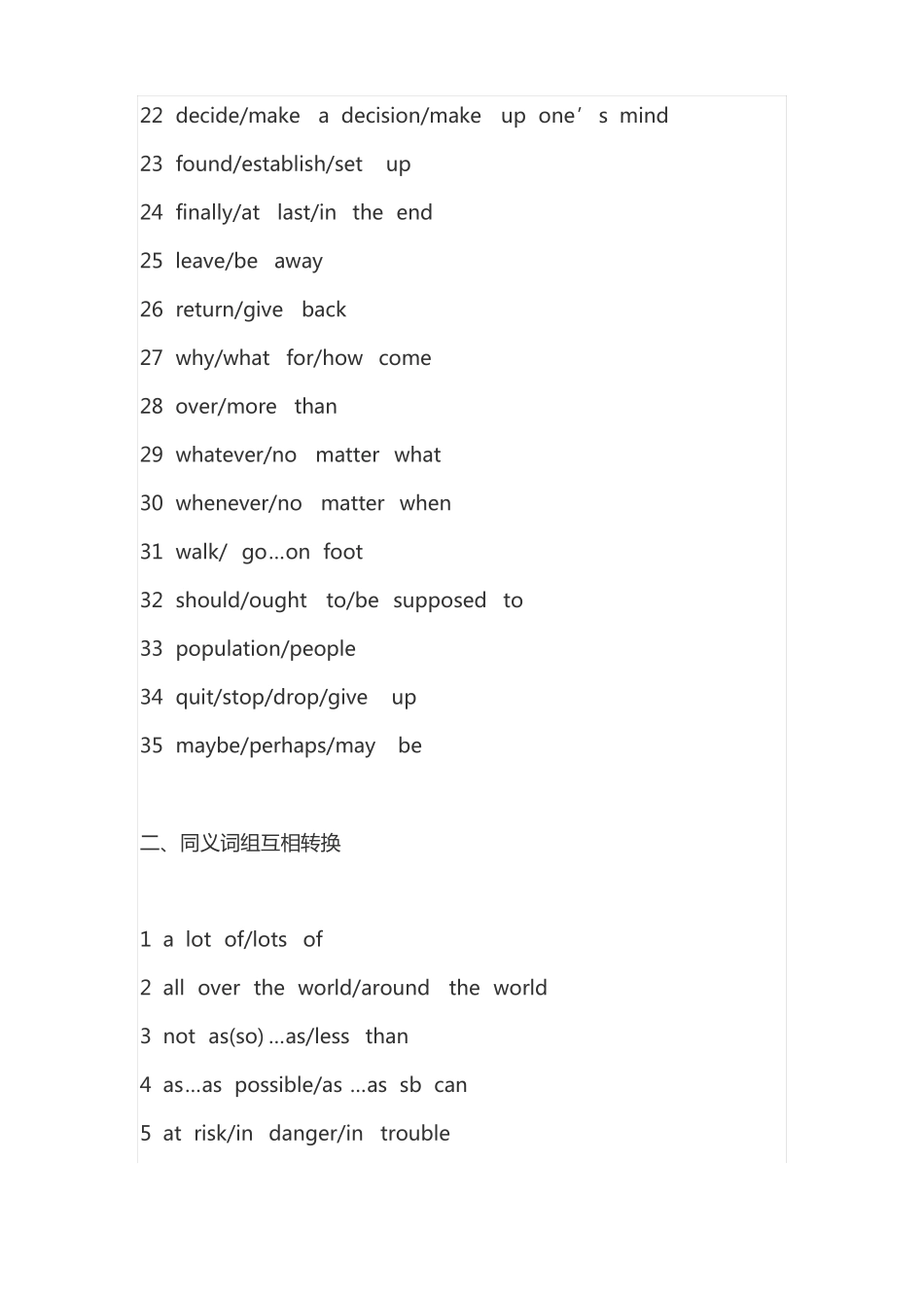 A初中英语同义词词组句子转换_第2页