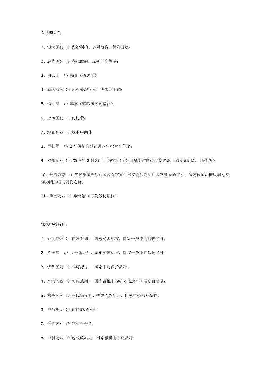 A股上医药公司一览_第1页