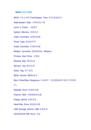 BIOS中英文对照表