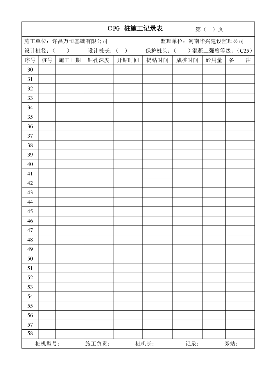 CFG桩施工记录表_第2页