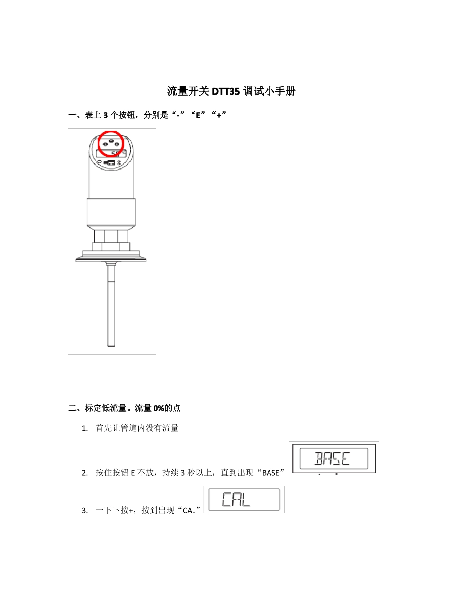 E+H流量开关DTT35调试小手册_第1页