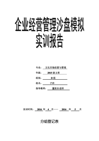 ERP沙盘实训总结