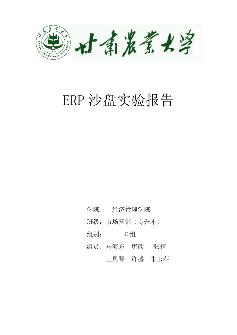 ERP沙盘试验报告_第1页