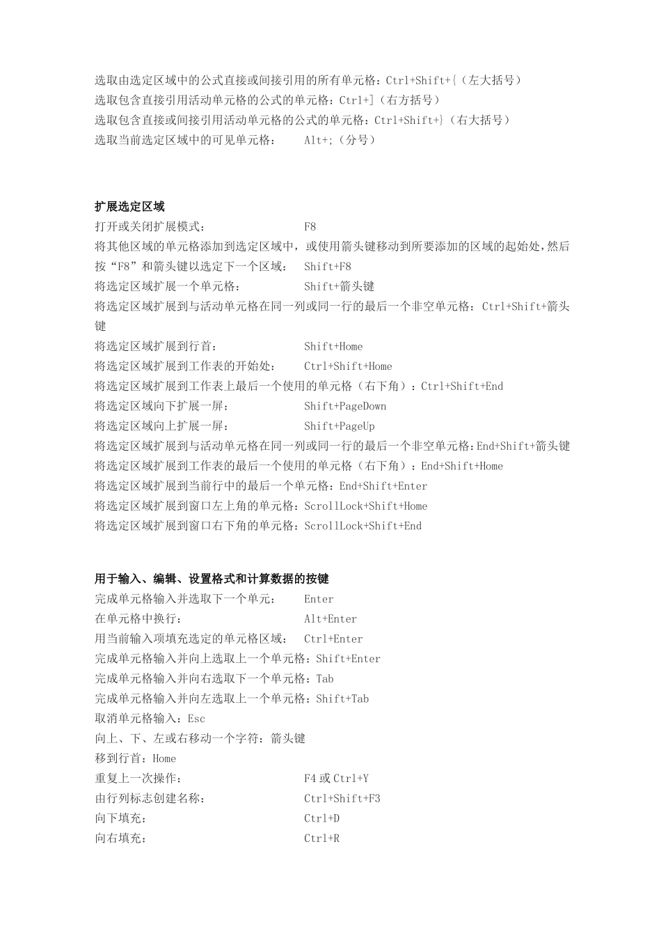 Excel通用快捷键大全2018_第3页