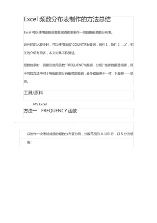 Excel频数分布表制作的方法总结