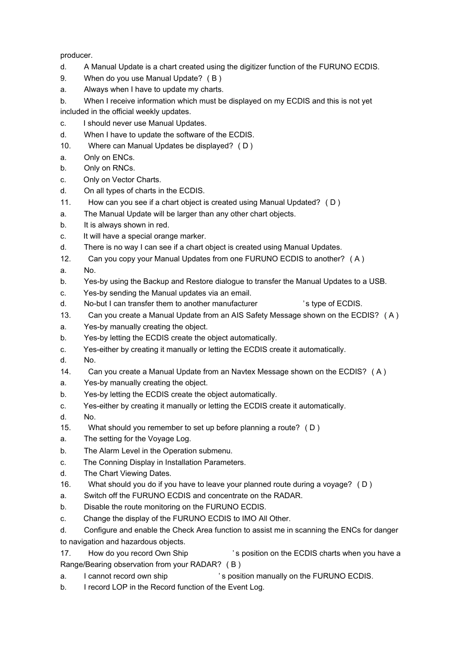 FURUNOECDISMultipleChoiceTest古野电子海图题库测试题_第2页