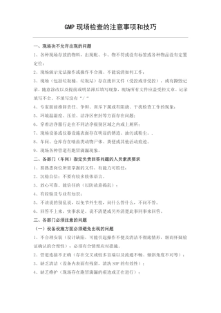 GMP检查的注意事项和技巧
