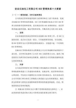 HSE管理体系十大要素