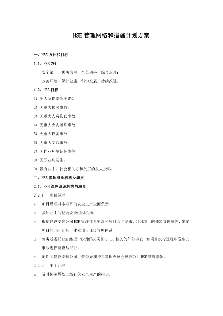 HSE管理网络和措施计划方案_第1页