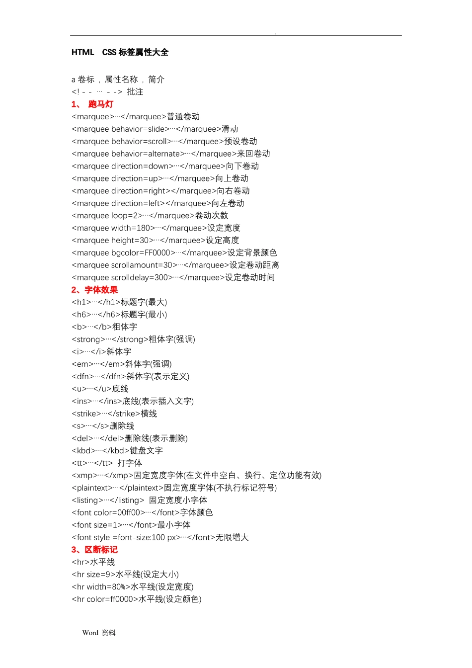 HTML+CSS标签属性大全_第1页