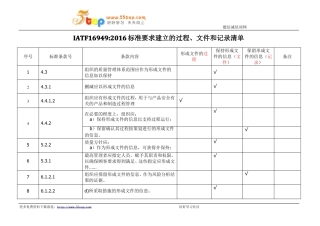 IATF16949标准要求建立过程文件和记录汇编