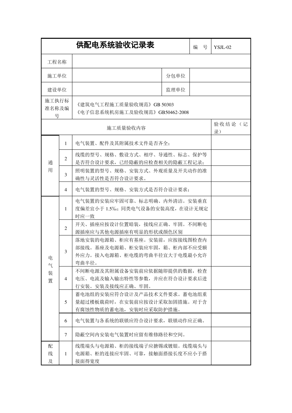 IDC数据中心机房工程验收记录表_第2页