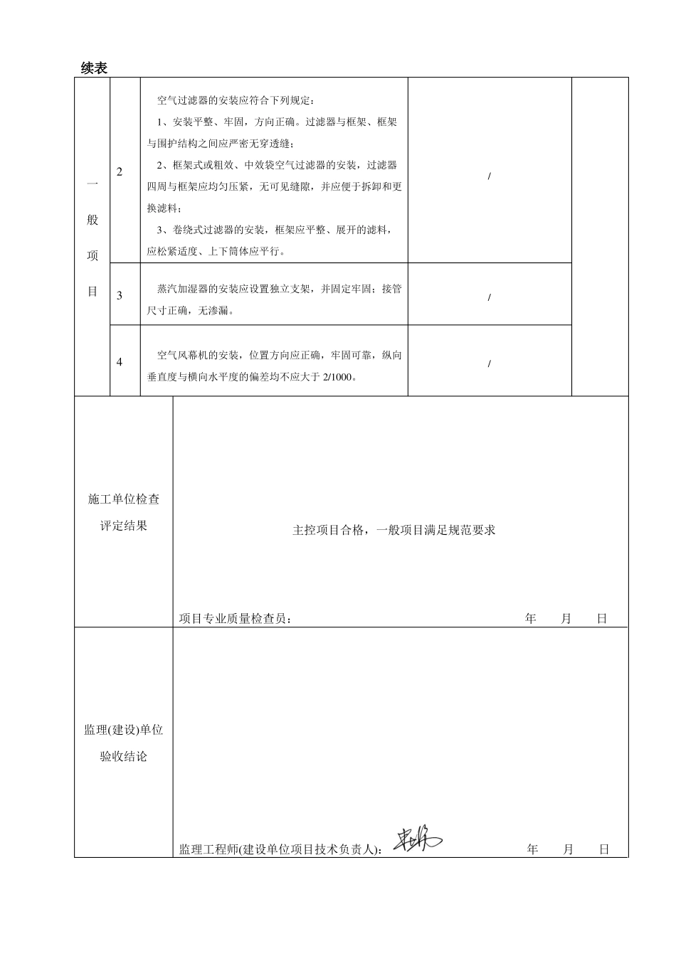 KT1风机与空气处理设备安装检验批质量验收记录_第2页