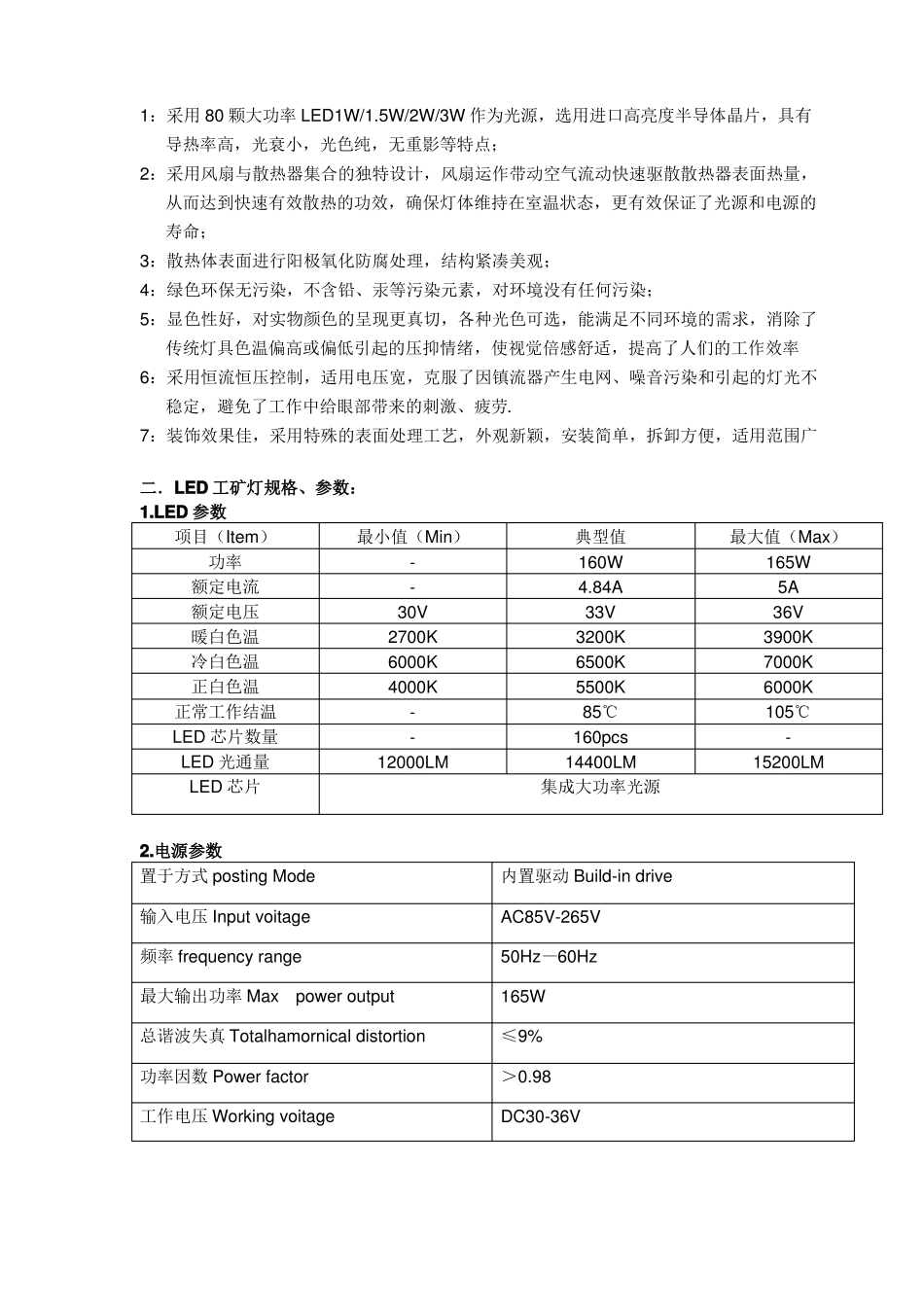 LED工矿灯系列产品规格说明书IL80-160w_第2页