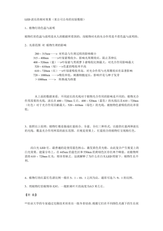 LED波长相应的植物生长效果