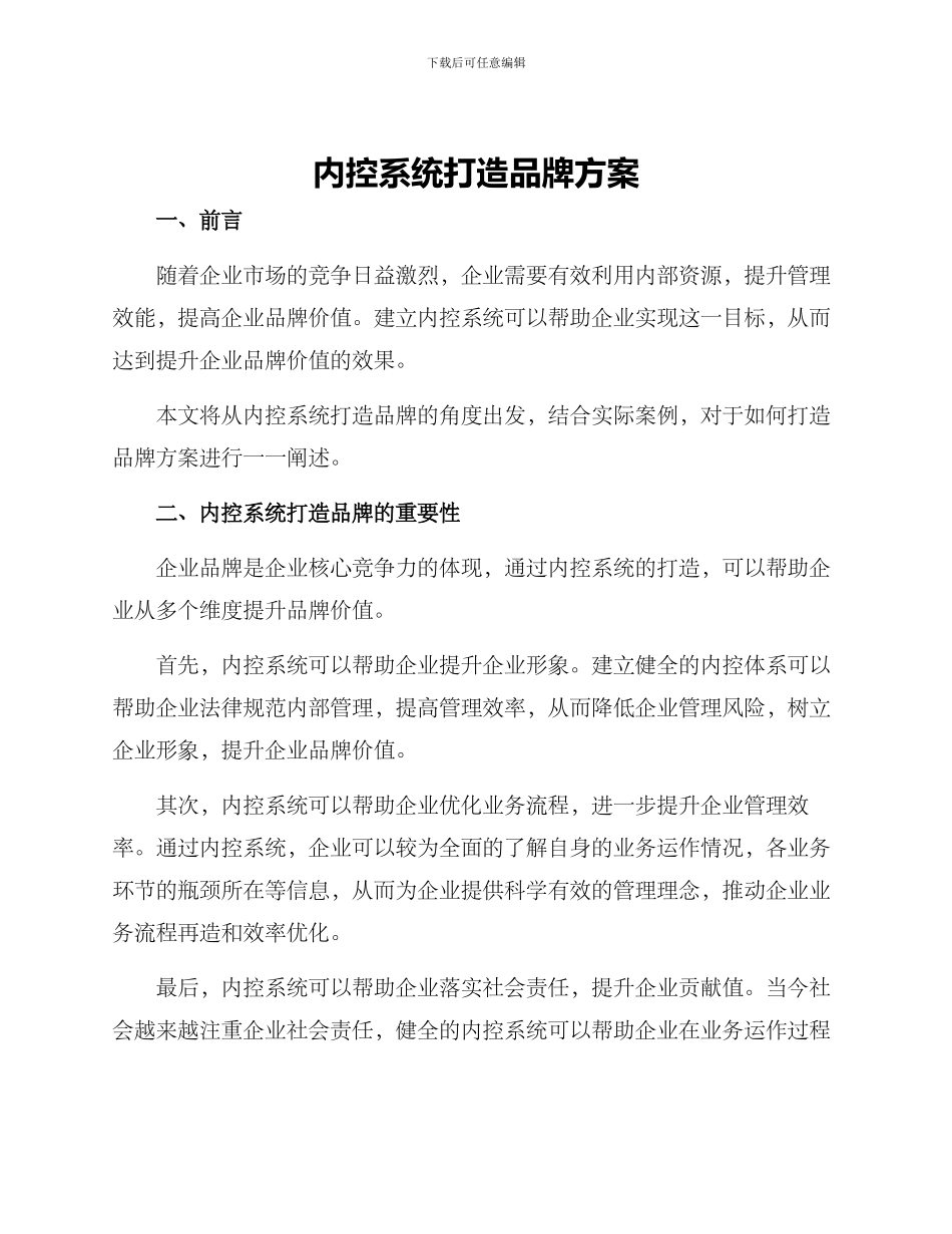 内控系统打造品牌方案_第1页