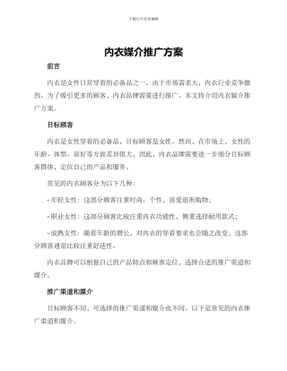 内衣媒介推广方案