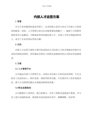 内部人才运营方案