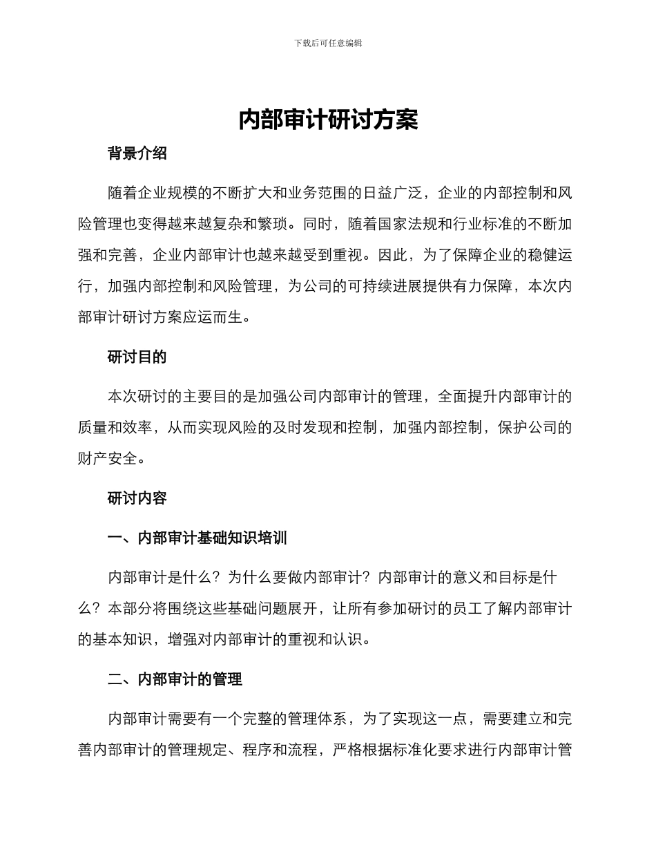 内部审计研讨方案_第1页