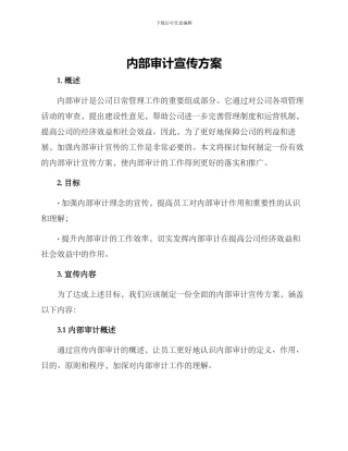 内部审计宣传方案
